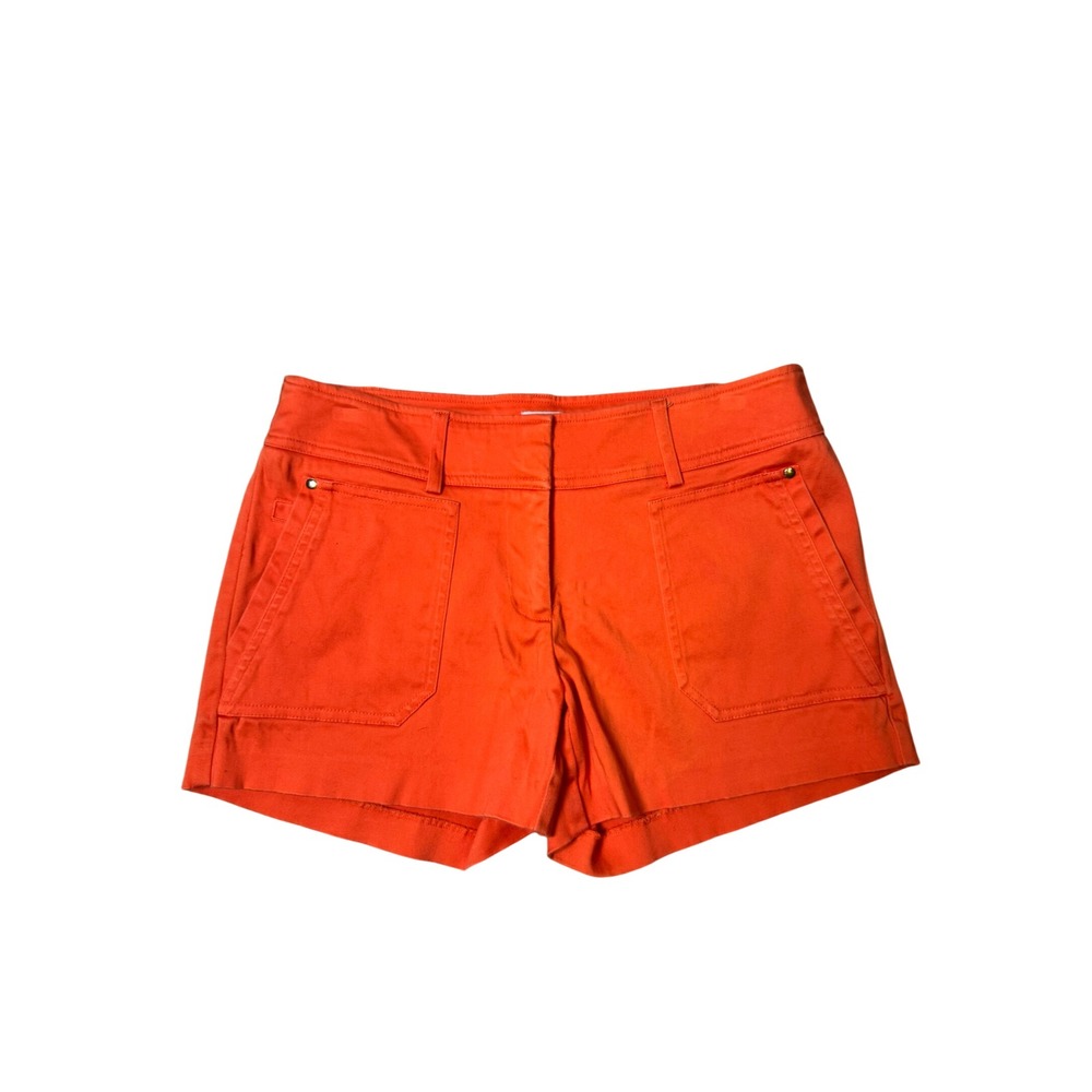 Cache Orange Tailored Mini Shorts Luxe Coastal Club Resort Y2K Preppy Chic Sz 4